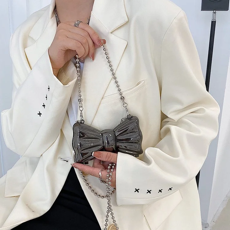 2022 Spring Luxury Metal Vintage Ladies Hand Shoulder Sling Bags Bowknot Women's Mini Crossbody Bags