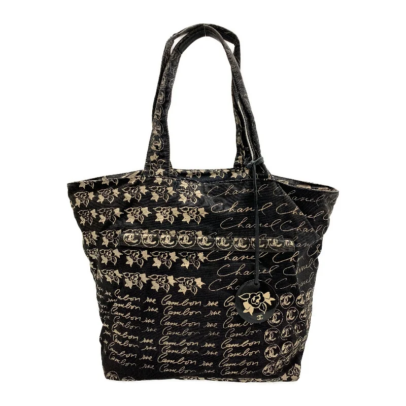 CHANEL/Tote Bag/Black/Cotton/All Over Print/LUXB/