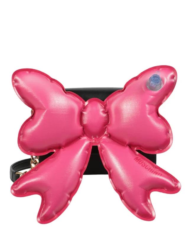 Moschino Womens Inflatable Bow Leather Shoulder Bag