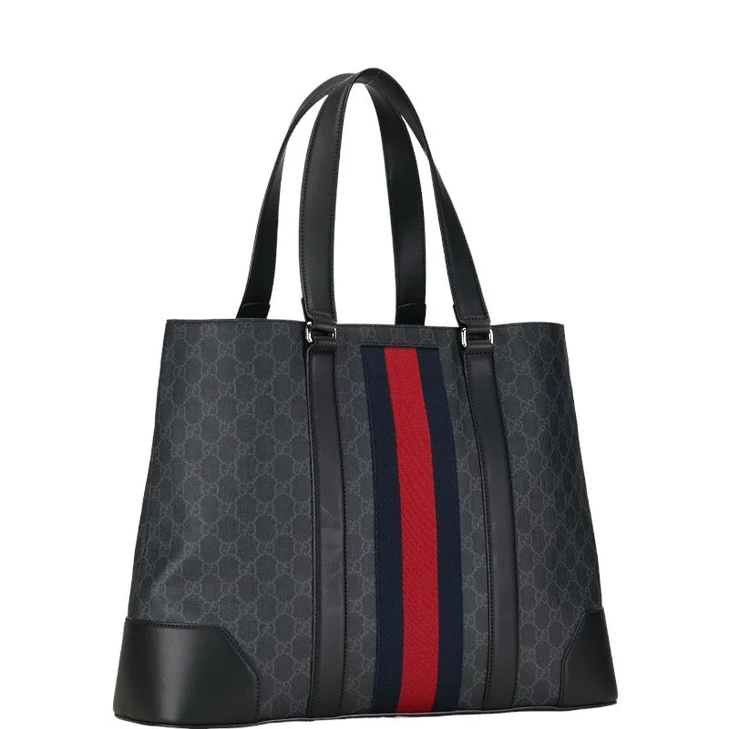 Gucci GG Supreme Sy Line Tote Bag 495560 Black PVC Leather  Gucci