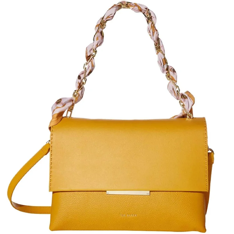 Women'S Evangli Leather Shoulder Bag in Yellow