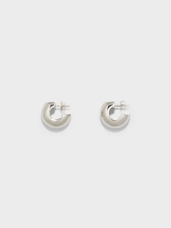 Trendy Minimalist Jewelry For Everyday Wear Alma Small Palladium-Plated Earrings