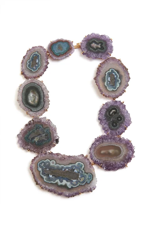 Trendy Minimalist Jewelry For Everyday Wear Amethyst Stalactite Necklace