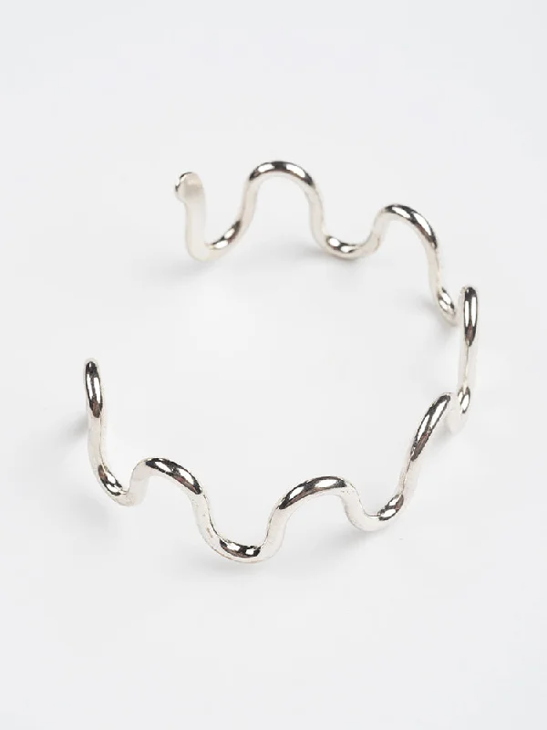 Luxury Jewelry Sale – Sparkle For Less Curvy Cuff - Silver