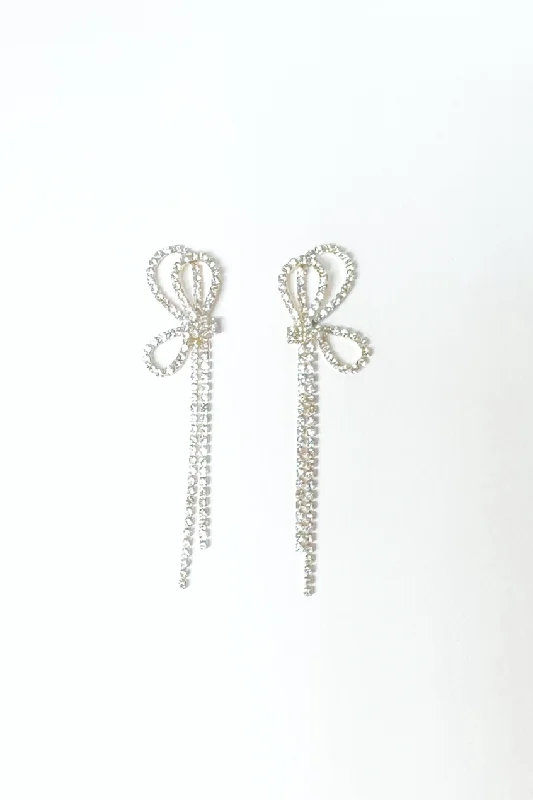 Make Your Outfit Shine With Discounted Jewelry Edie Pave Bow Tassel Earrings