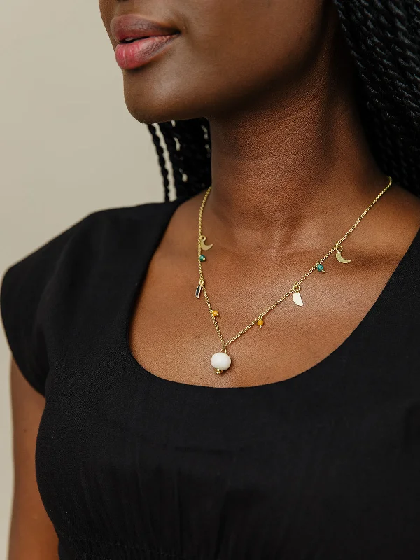 Stunning Statement Jewelry, Unbeatable Discounts Enamel Moon Necklace - Black