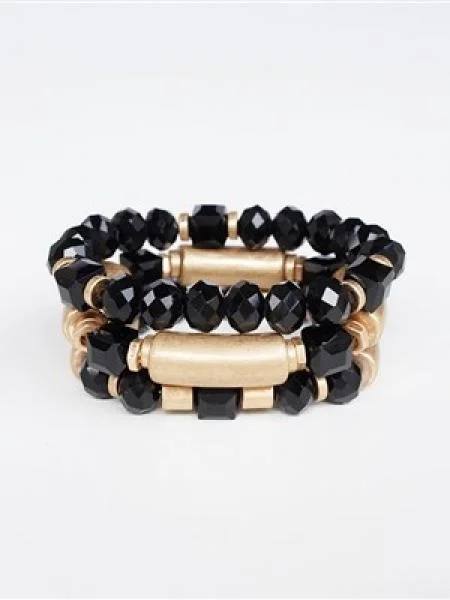 Grab Your Dream Jewelry At The Lowest Prices Gold Bar & Black Crystal Bracelet Set