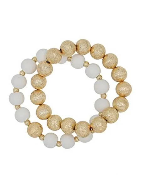 Exclusive Jewelry Discounts – Shop Now For Savings Gold Textured & White Bead Bracelet Set Exclusive Jewelry Discounts – Shop Now For Savings Gold Textured & White Bead Bracelet Set