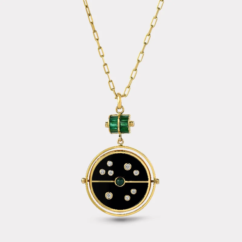 Get The Sparkle You Love At Prices You Adore Grandfather Compass Pendant with Black Onyx and Emerald Get The Sparkle You Love At Prices You Adore Grandfather Compass Pendant with Black Onyx and Emerald