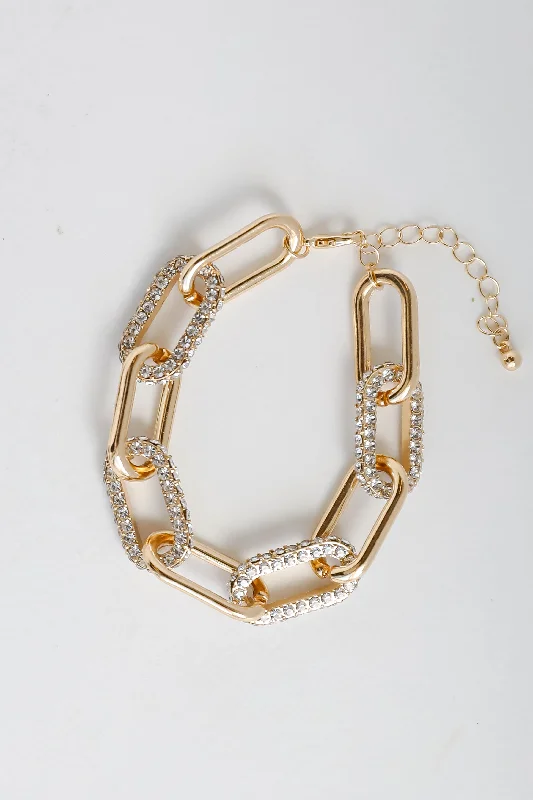 Timeless Beauty, Unbeatable Deals – Jewelry Sale On Hadley Gold Rhinestone Chainlink Bracelet