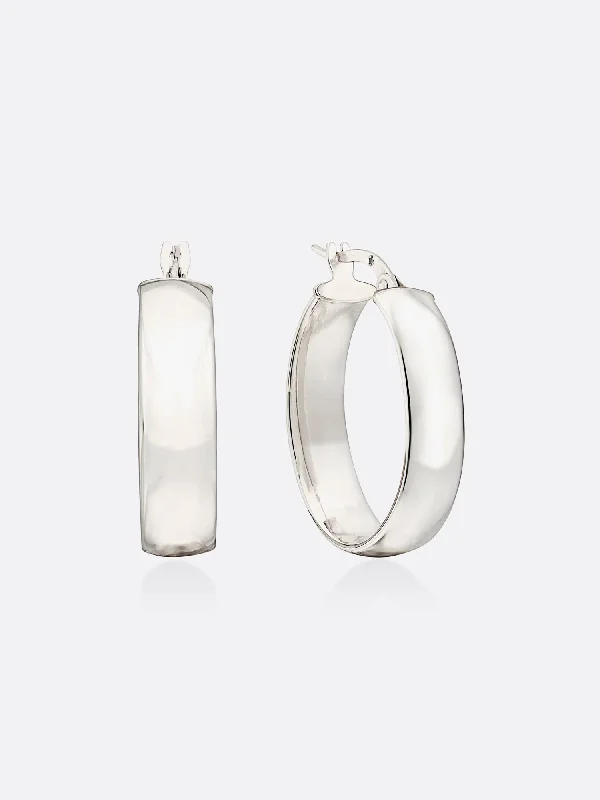 Exclusive Jewelry Sale – Shine For Less Icons White Gold Oval Hoop Earrings