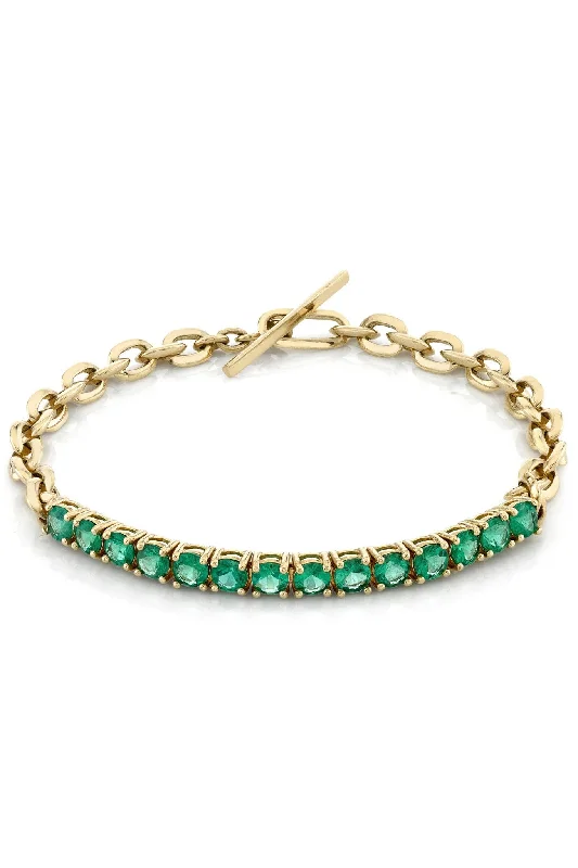 Discounted Jewelry For A Glamorous Look Knife Edge Link Emerald Tennis Bracelet - 18K Gold