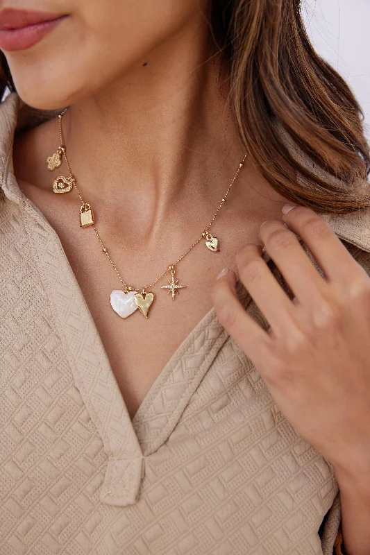 Discounted Jewelry For A Glamorous Look Martin Multi Charm Heart Necklace
