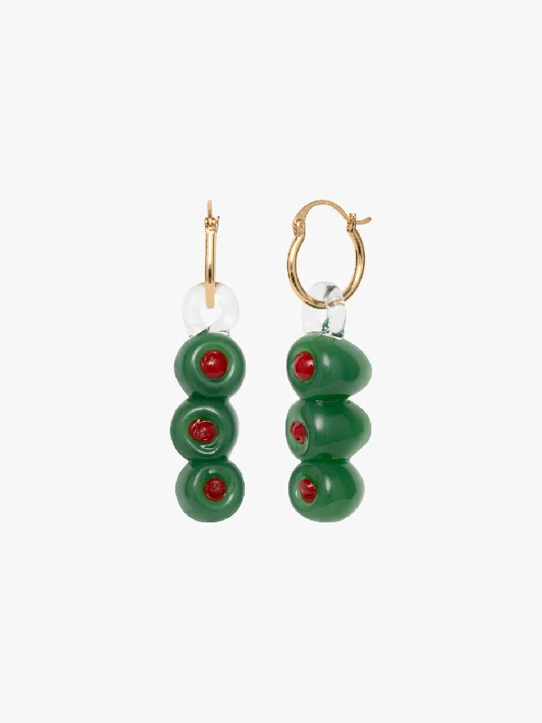 Don't Miss These Dazzling Jewelry Discounts Martini Olives Hoops - Green