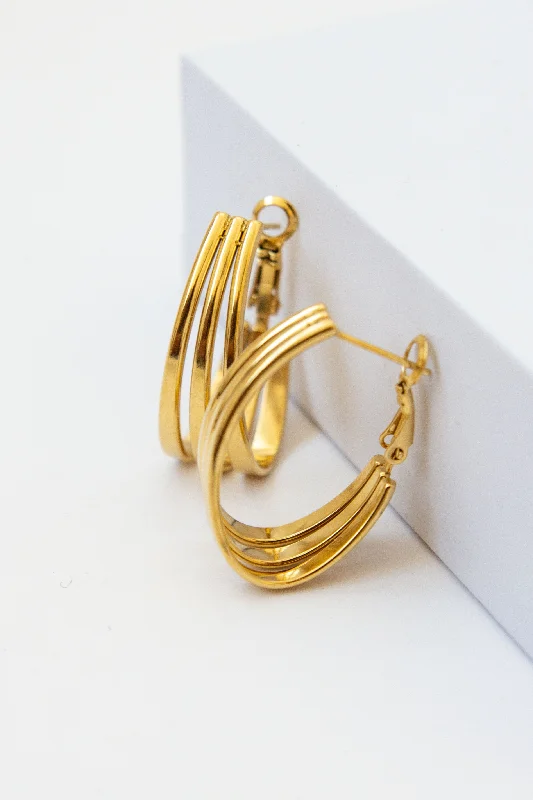Limited-Stock Jewelry Sale – Once It's Gone, It's Gone TRIPLE OVAL HOOP EARRINGS