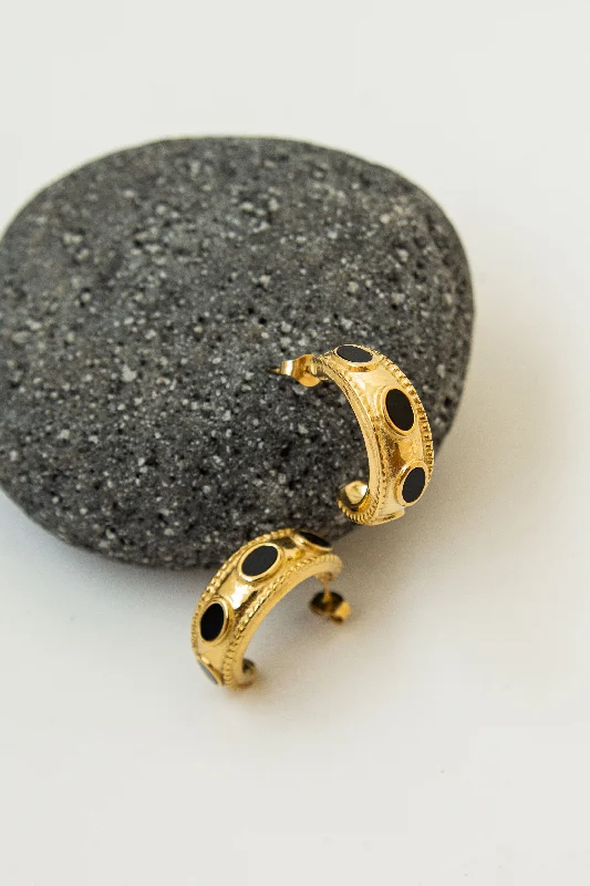 Grab Your Favorite Jewelry At The Lowest Prices OVAL HOOP EARRINGS // BLACK