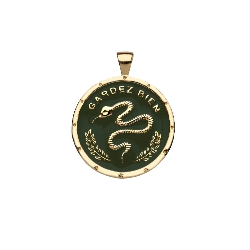 Shop Elegant Jewelry At Unbeatable Prices PROTECT JW Original Pendant Coin in Green Enamel