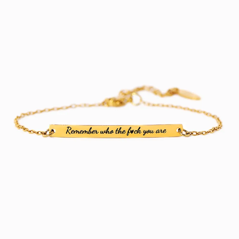 Premium Diamond Jewelry At Once-In-A-Lifetime Discounts Remember Who The F♡ck You Are Motivational Bar Bracelet Premium Diamond Jewelry At Once-In-A-Lifetime Discounts Remember Who The F♡ck You Are Motivational Bar Bracelet