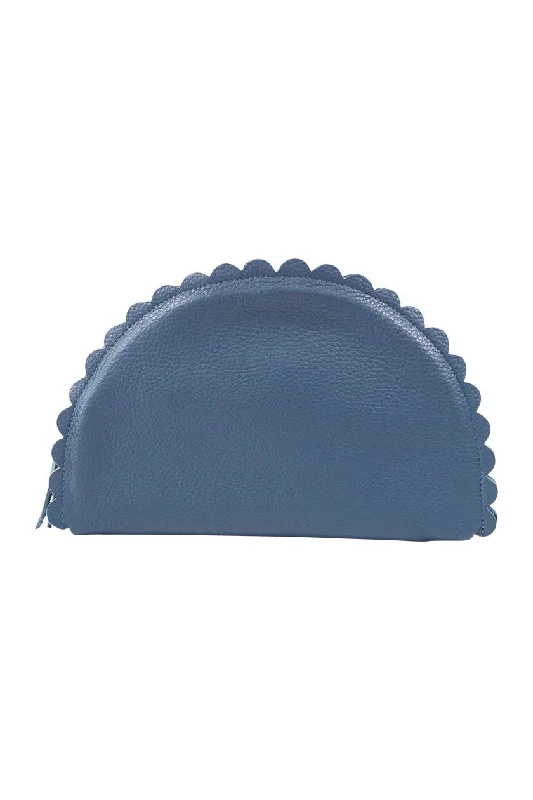 Denim Blue Pebble Leather Annie Taco Clutch