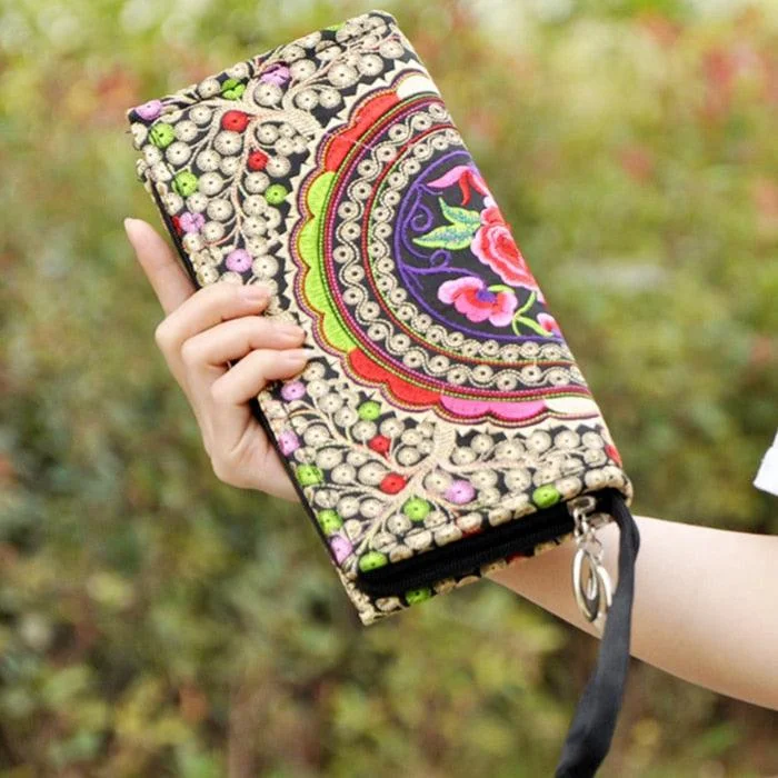 Ethnic Embroidery Canvas Day Clutch Bag