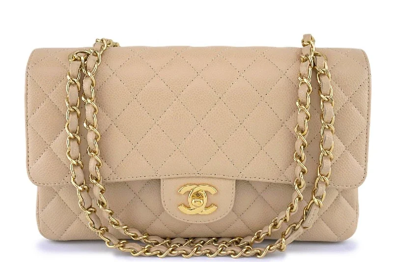 Chanel Beige Clair Caviar Medium Classic 2.55 Double Flap Bag GHW