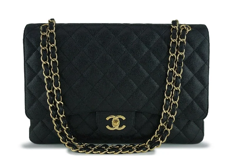 Chanel Black Caviar Maxi Quilted Classic 2.55 Jumbo XL Flap Bag GHW