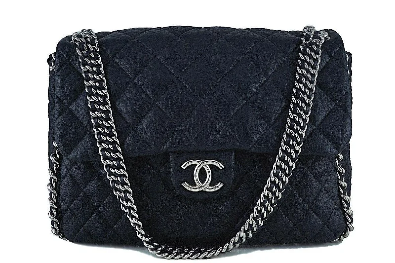 Chanel Black Chain Around Maxi Luxe Flap Bag