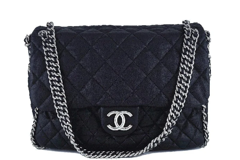 Chanel Black Chain Around Maxi Luxe Flap Bag