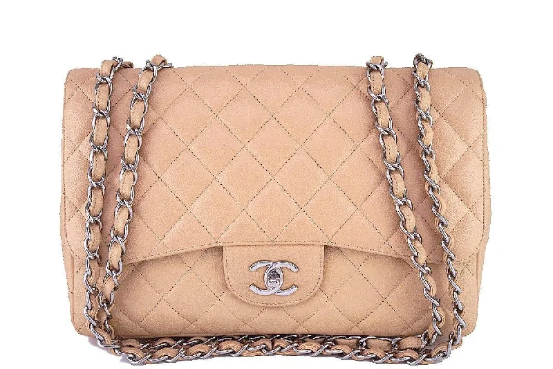 Chanel Light Beige Caviar Jumbo 2.55 Classic Flap Bag