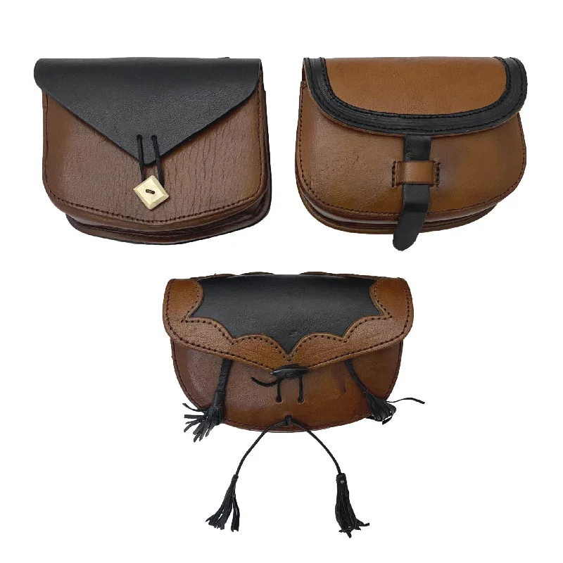 Medieval Leather Belt Bags - Outdoor Hunting Possibles Pouch - Leather Hip Purse - Utility Saddle Bag