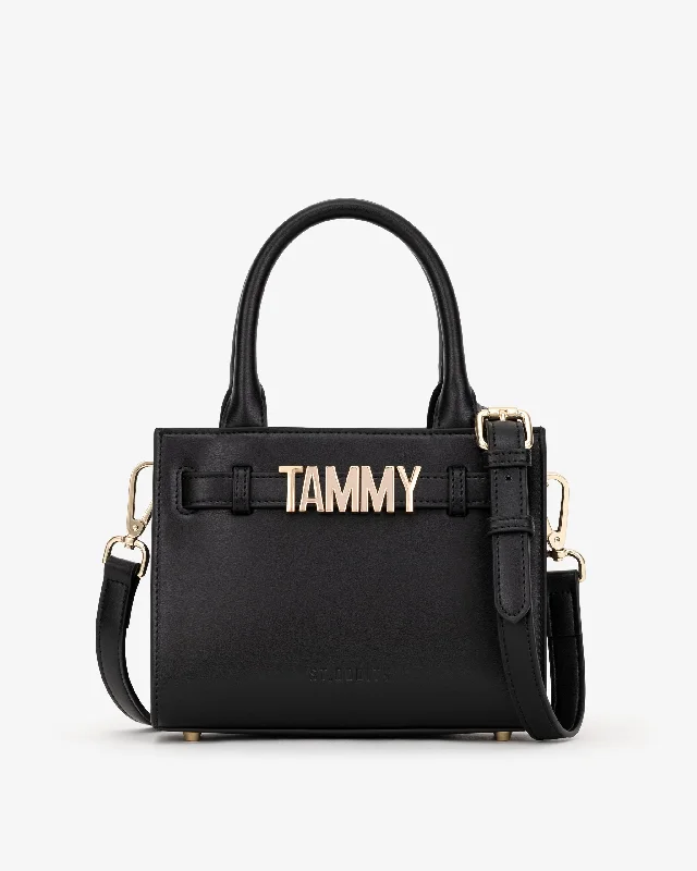 Mini Belt Tote in Black/Gold with Personalised Hardware