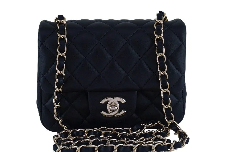 New Chanel Black Classic Quilted Square Mini 2.55 Flap Bag GHW