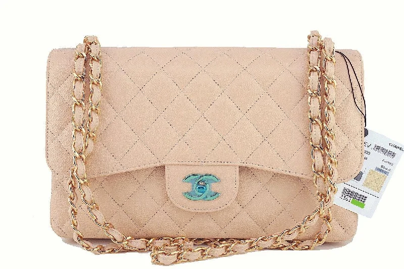 NWT Chanel Beige Clair Caviar Jumbo 2.55 Classic Double Flap Bag