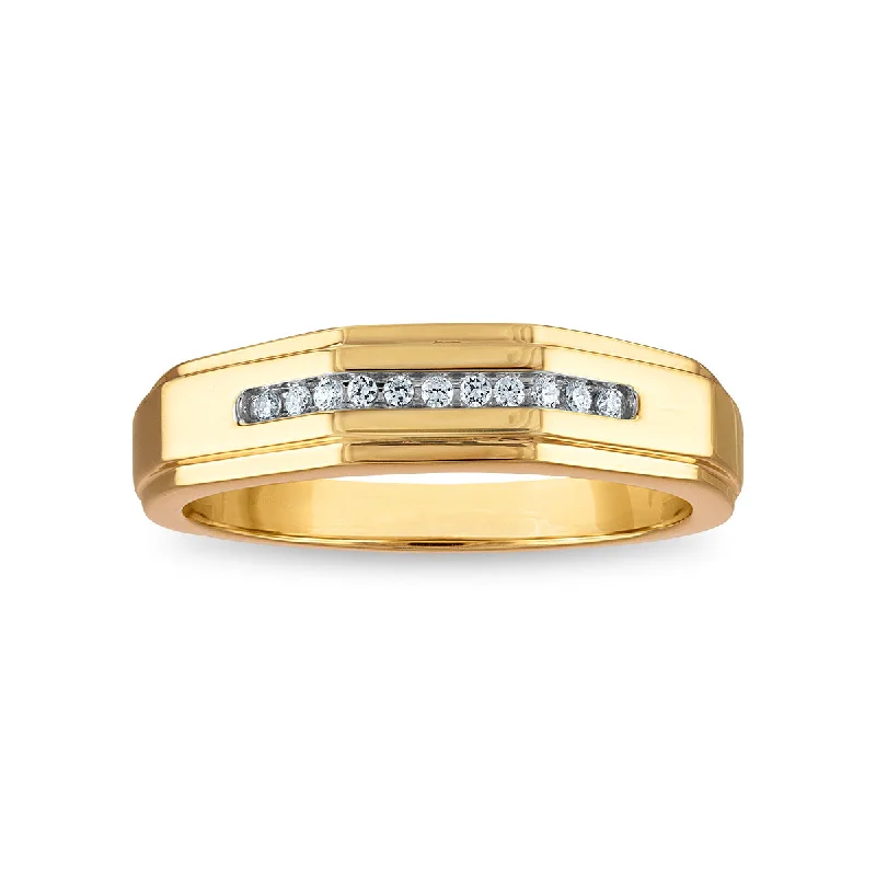 Shop Dazzling Jewelry At The Best Prices 1/10 CTW Diamond Wedding Geometric Channel Set Ring in 10KT Yellow Gold Shop Dazzling Jewelry At The Best Prices 1/10 CTW Diamond Wedding Geometric Channel Set Ring in 10KT Yellow Gold