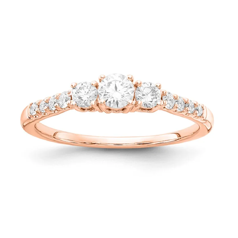 Discounted Jewelry For A Glamorous Look Signature EcoLove 1/2 CTW Lab Grown Diamond Three Stone Anniversary Ring in 14KT Rose Gold Discounted Jewelry For A Glamorous Look Signature EcoLove 1/2 CTW Lab Grown Diamond Three Stone Anniversary Ring in 14KT Rose Gold