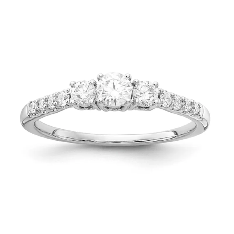 Shop Stylish Jewelry Now And Save Big Signature EcoLove 1/2 CTW Lab Grown Diamond Three Stone Anniversary Ring in 14KT White Gold Shop Stylish Jewelry Now And Save Big Signature EcoLove 1/2 CTW Lab Grown Diamond Three Stone Anniversary Ring in 14KT White Gold