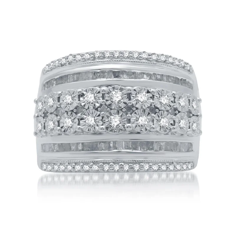 Luxury Jewelry At Unbeatable Discounts 1 CTW Diamond Illusion Set Ring in Rhodium Plated Sterling Silver Luxury Jewelry At Unbeatable Discounts 1 CTW Diamond Illusion Set Ring in Rhodium Plated Sterling Silver