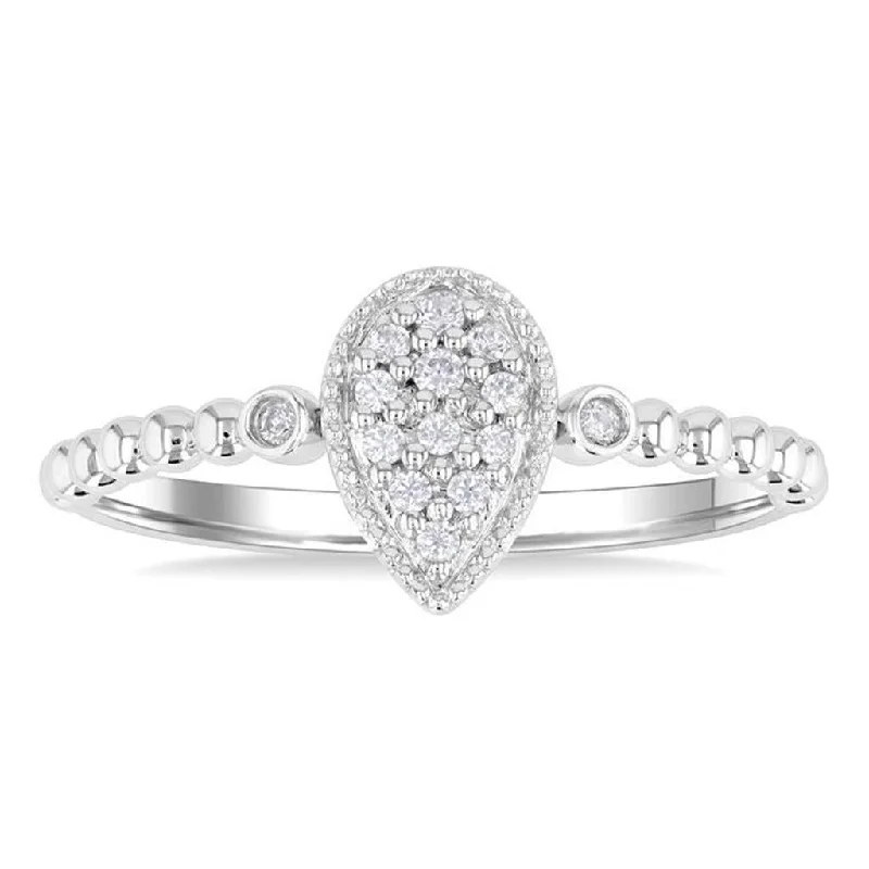 Handcrafted Beauty At Affordable Prices 10K White Gold Pear Shape Petite Cluster Diamond Ring Handcrafted Beauty At Affordable Prices 10K White Gold Pear Shape Petite Cluster Diamond Ring
