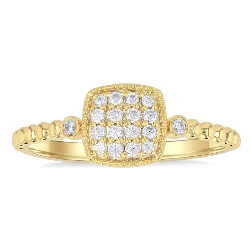 Shop Stylish Jewelry Now And Save Big 10K Yellow Gold Bead Cushion Shape Petite Natural Diamonds Ring Shop Stylish Jewelry Now And Save Big 10K Yellow Gold Bead Cushion Shape Petite Natural Diamonds Ring