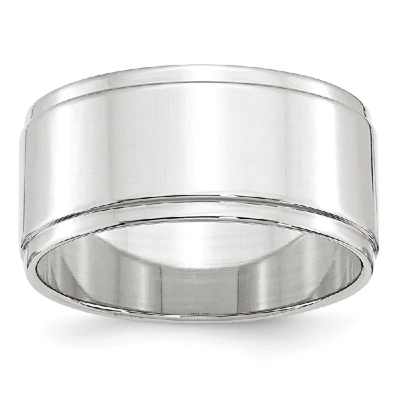 Once-A-Year Jewelry Sale – Grab Your Favorites Now 10mm 10K White or Yellow Gold Flat Ridged Edge Standard Fit Band