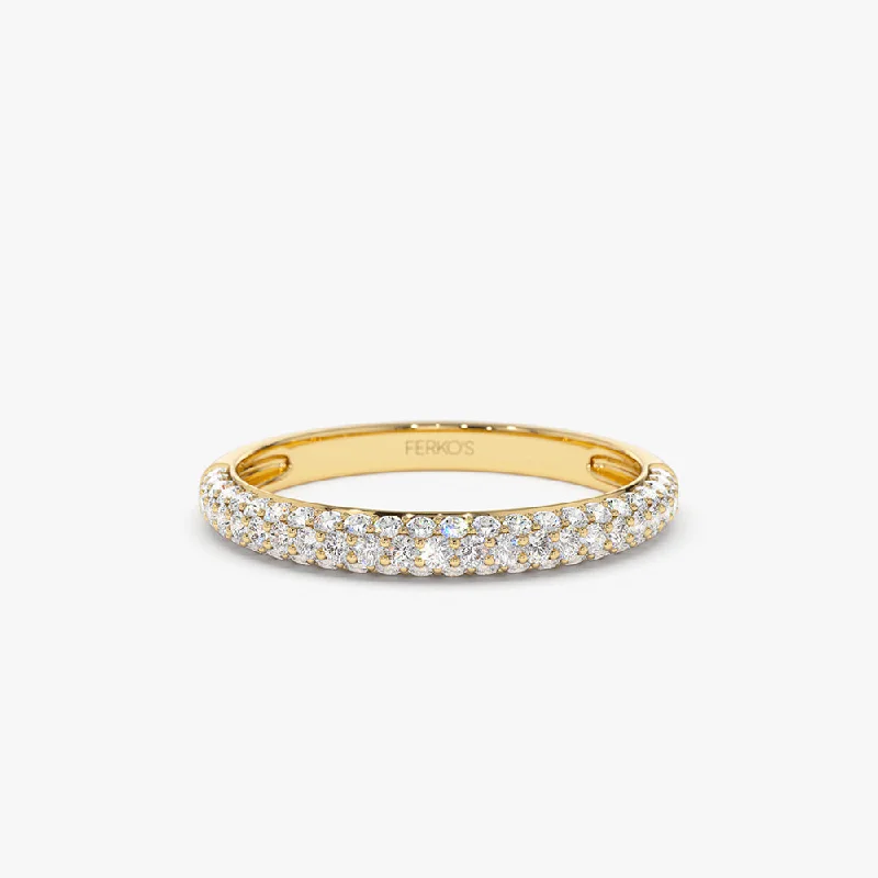 Handcrafted Beauty At Affordable Prices 14k 3 Row Half Eternity Diamond Band