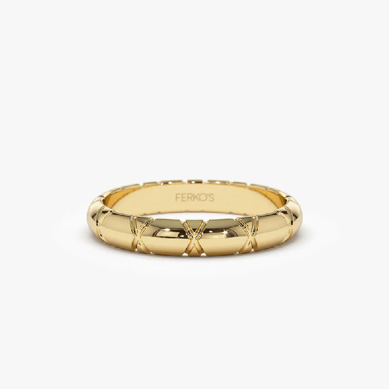 Classic And Modern Jewelry Styles On Sale 14k 3MM Unique X Cut Design Gold Wedding Ring Classic And Modern Jewelry Styles On Sale 14k 3MM Unique X Cut Design Gold Wedding Ring