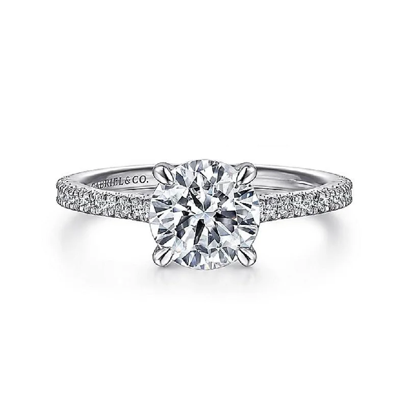 Delicate Crystal Jewelry For Sophisticated Charm 14K White Gold 'Abbie' Classic Round Diamond Engagement Ring Delicate Crystal Jewelry For Sophisticated Charm 14K White Gold 'Abbie' Classic Round Diamond Engagement Ring