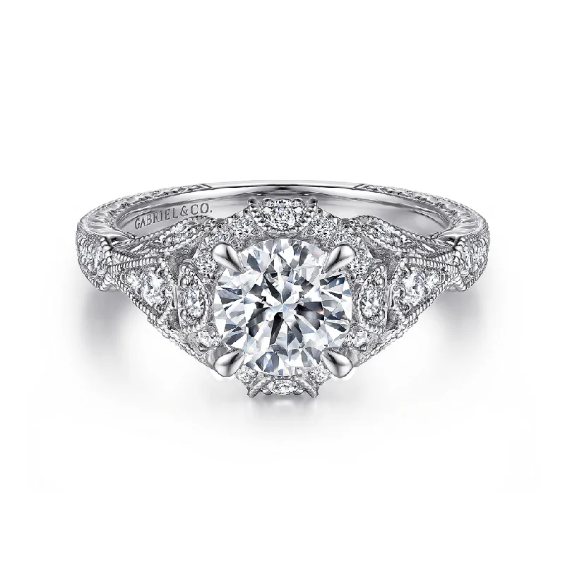 Unmissable Jewelry Clearance – Final Reductions 14K White Gold 'Annadale' Vintage Inspired Halo Round Diamond Engagement Ring Unmissable Jewelry Clearance – Final Reductions 14K White Gold 'Annadale' Vintage Inspired Halo Round Diamond Engagement Ring