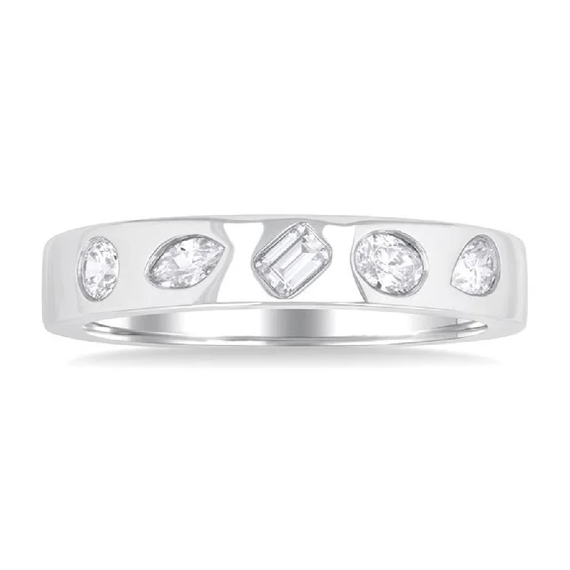 Unique Jewelry For Less – Shop The Sale Now 14K White Gold Contemporary Diamond Ring