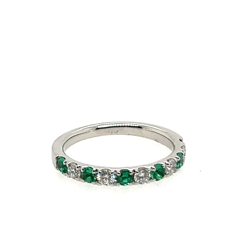 Modern Statement Jewelry For Bold Styling 14K White Gold Emerald and Diamond Ring