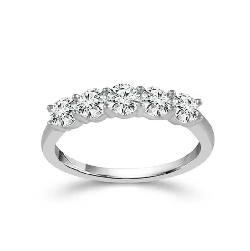 Must-Have Jewelry Pieces At Reduced Prices 14K White Gold Five Stone Diamond Band