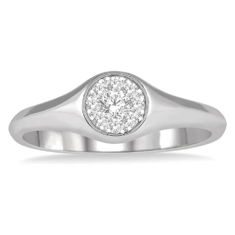 Jewelry Sale – Exclusive Styles At Lower Prices 14K White Gold 'Lovebright' Round Shape Diamond Signet Ring Jewelry Sale – Exclusive Styles At Lower Prices 14K White Gold 'Lovebright' Round Shape Diamond Signet Ring