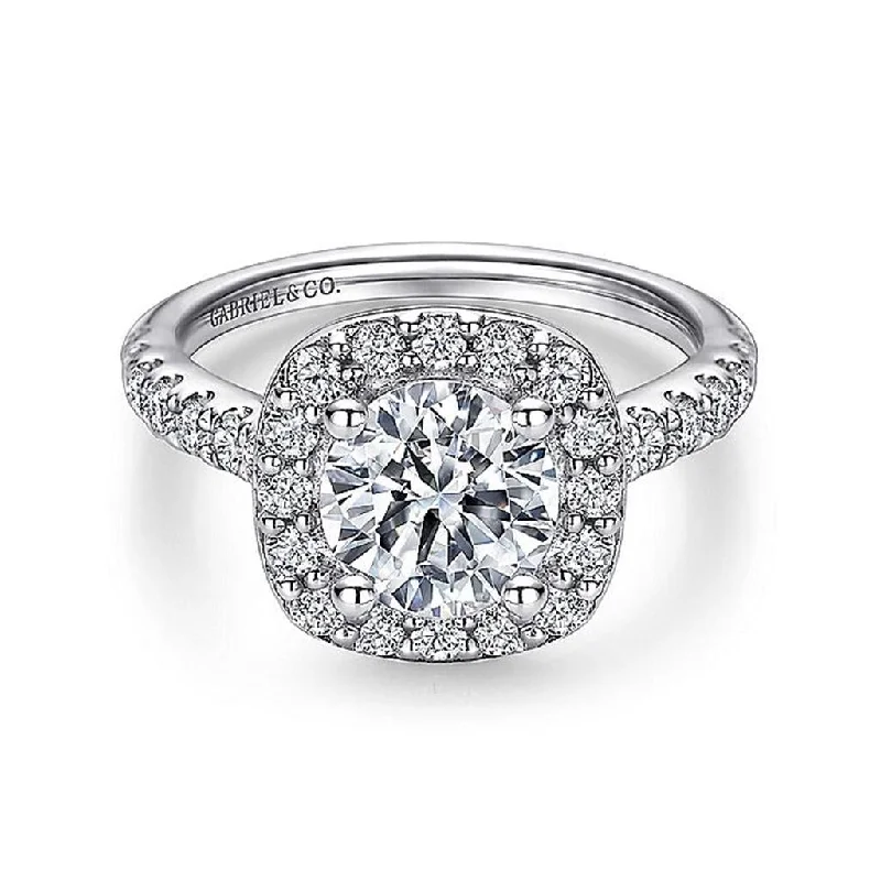Dazzle In Elegance With Our Biggest Jewelry Sale 14K White Gold 'Lyla' Cushion Halo Round Diamond Engagement Ring Dazzle In Elegance With Our Biggest Jewelry Sale 14K White Gold 'Lyla' Cushion Halo Round Diamond Engagement Ring