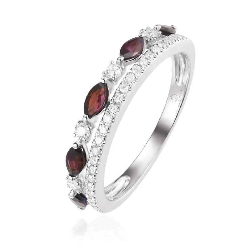 Save On Luxury Jewelry Pieces – Limited-Time Offers 14K White Gold Ruby And Diamond Stacked Ring Save On Luxury Jewelry Pieces – Limited-Time Offers 14K White Gold Ruby And Diamond Stacked Ring